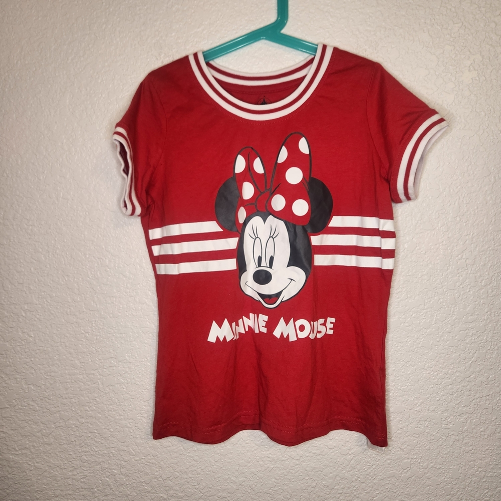 Disney Minnie Mouse Half Shirt Red Crew Neck Short Sleeve Vacation youth XL 14